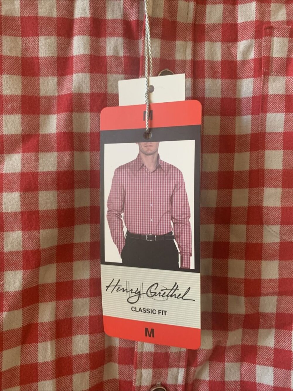 Henry Grethel Mens Medium Classic Fit Button Down Red Check Shirt Flannel